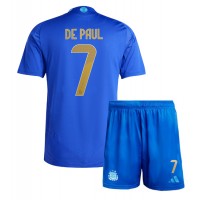 Camiseta Argentina Rodrigo De Paul #7 Segunda Equipación Replica Copa America 2024 para niños mangas cortas (+ Pantalones cortos)